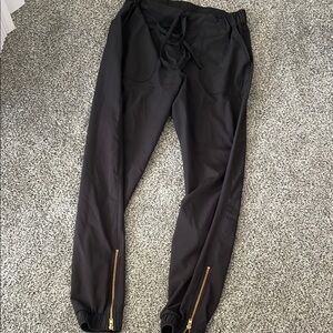 Albion Black Jogger Jetsetters Pants with Gold Zippers